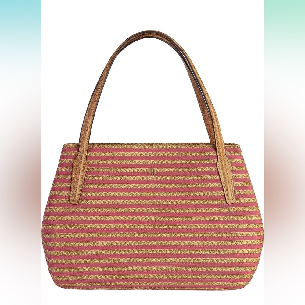 Eric Javits Squishee Isla Straw Tote bag in Salmon Mix